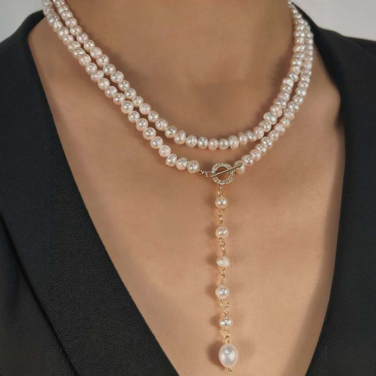 Genuine Freshwater Pearl Long Éblouissant Elf Tail Necklace
