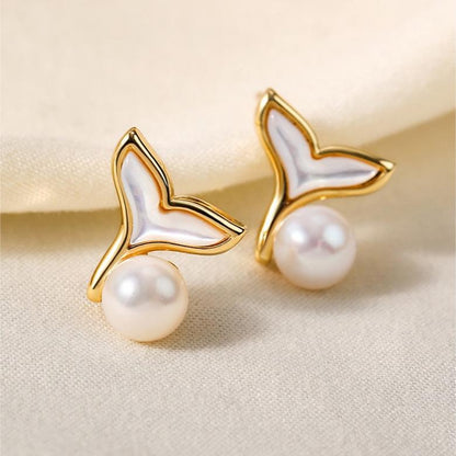 Genuine Freshwater Pearl Mermaid Earrings - Detail View 4 - Elegant Pearl Jewelry by Kikyo Pearl London