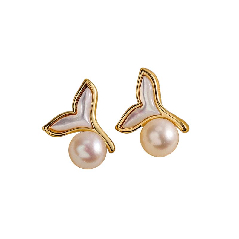 Genuine Freshwater Pearl Mermaid Earrings - Main Product View - Elegant Pearl Jewelry by Kikyo Pearl London