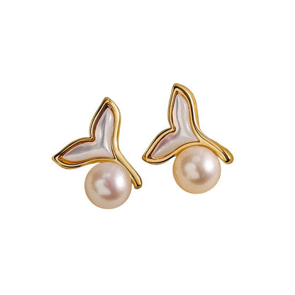 Genuine Freshwater Pearl Mermaid Earrings - Main Product View - Elegant Pearl Jewelry by Kikyo Pearl London