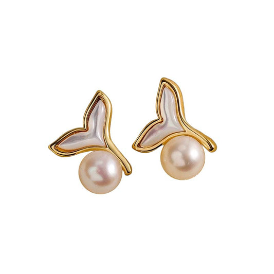 Genuine Freshwater Pearl Mermaid Earrings - Main Product View - Elegant Pearl Jewelry by Kikyo Pearl London