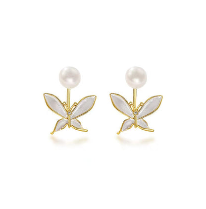 Genuine Freshwater Pearl Pansies Earrings