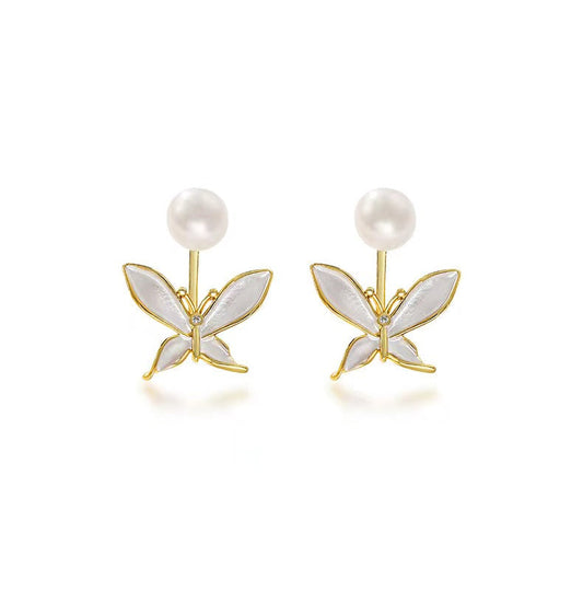 Genuine Freshwater Pearl Pansies Earrings