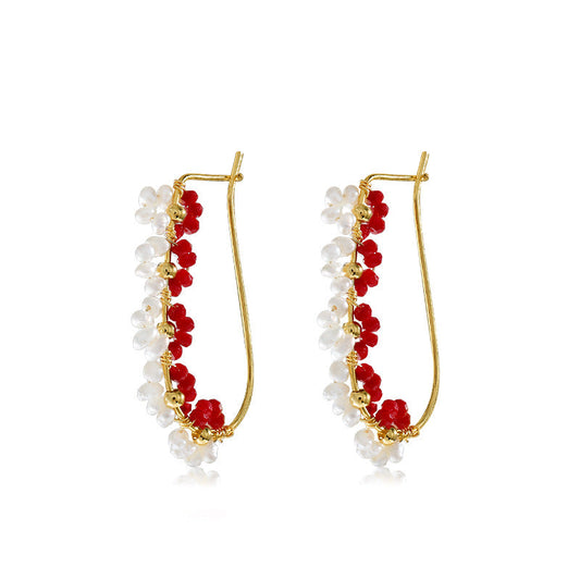 Genuine Freshwater Pearl Pomegranate Flower Earrings