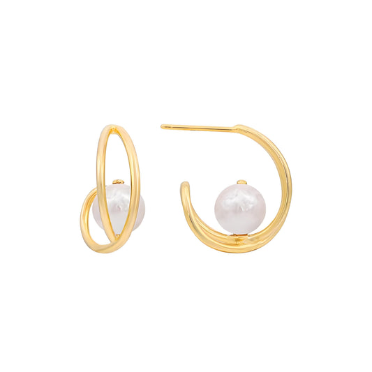 Genuine Freshwater Pearl S925 Silver Cross Earrings