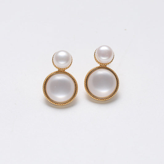 Genuine Freshwater Pearl S925 Silver Holy Lake Earrings - Side Angle View - Elegant Pearl Jewelry by Kikyo Pearl 