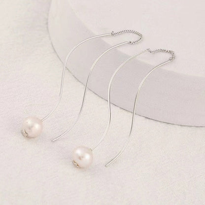 Genuine Freshwater Pearl S925 Silver Streamline Earrings