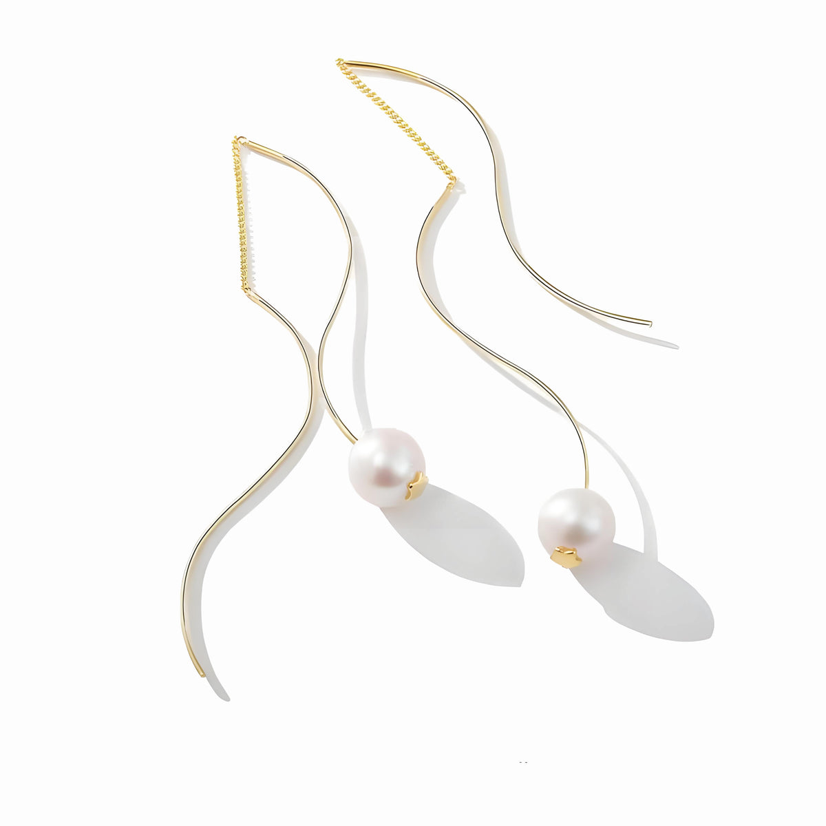 Genuine Freshwater Pearl S925 Silver Streamline Earrings