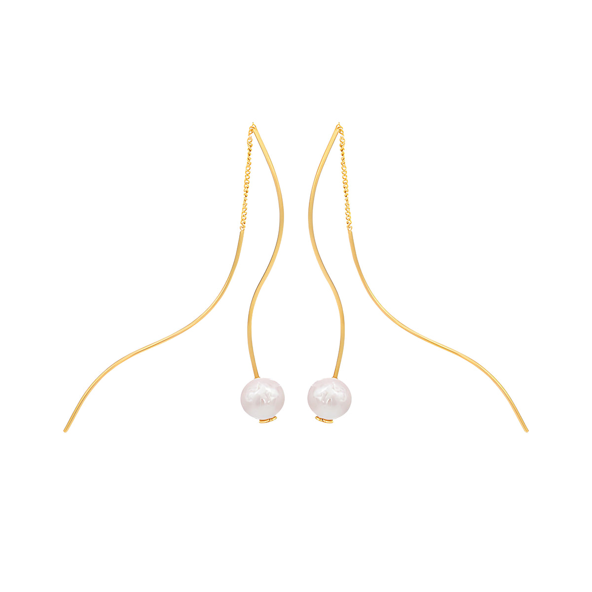 Genuine Freshwater Pearl S925 Silver Streamline Earrings