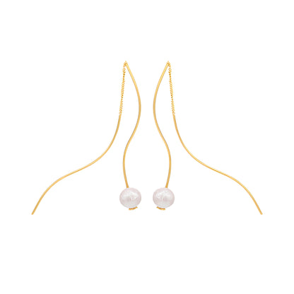 Genuine Freshwater Pearl S925 Silver Streamline Earrings
