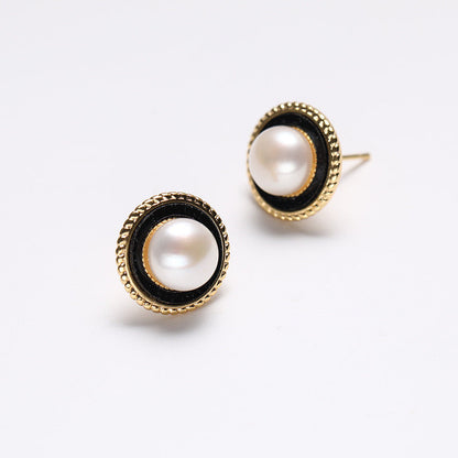Genuine Freshwater Pearl Silhouette Earrings - Side Angle View - Elegant Pearl Jewelry by Kikyo Pearl London