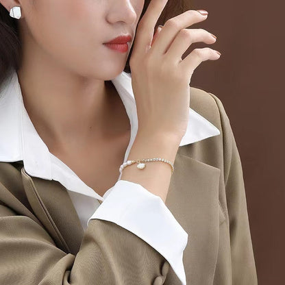 Genuine Freshwater Pearl Solid S925 Silver Shell Bracelet