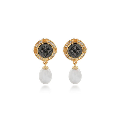 Genuine Freshwater Pearl Sunlight Shield Earrings