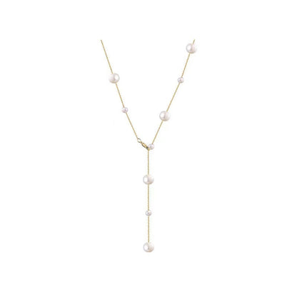 Genuine Freshwater Pearl Y-Shaped Tassel Necklace �?Minimalist Starlight Design