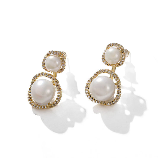 Genuine Freshwater Pearls Happy Duo Earrings
