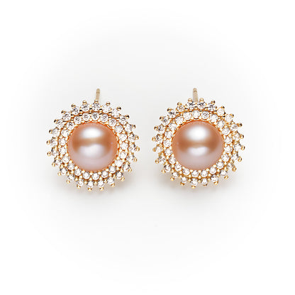 Genuine Freshwater Pearls Sunflower Earrings