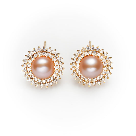 Genuine Freshwater Pearls Sunflower Earrings