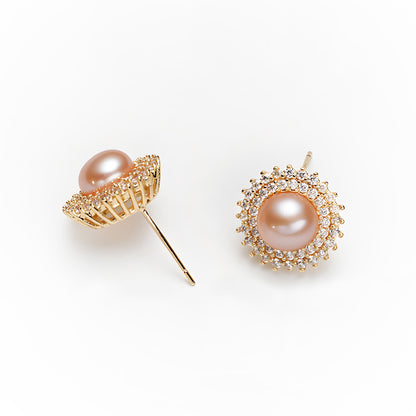 Genuine Freshwater Pearls Sunflower Earrings