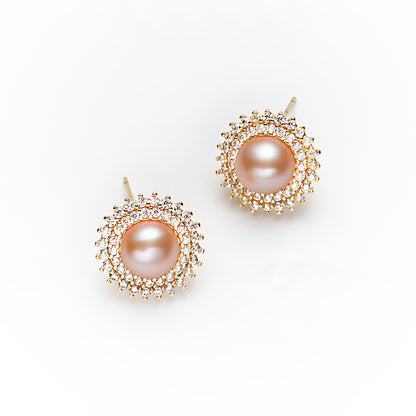 Genuine Freshwater Pearls Sunflower Earrings
