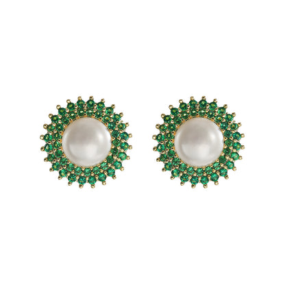 Genuine Freshwater Pearls Sunflower Earrings