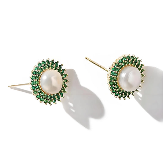 Genuine Freshwater Pearls Sunflower Earrings
