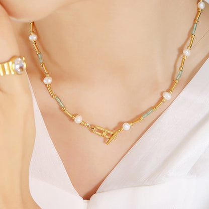 Genuine Natural Freshwater Pearl Streamer Gemstone Necklace