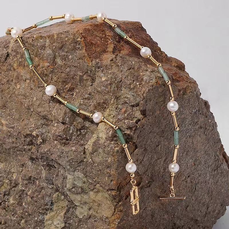 Genuine Natural Freshwater Pearl Streamer Gemstone Necklace