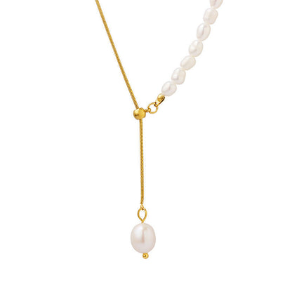 Genuine Natural Freshwater Pearl Titanium Steel Spirit Necklace