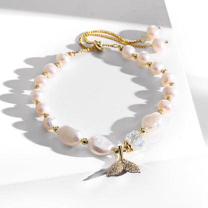 Pulsera de sirena con perlas de agua dulce genuinas