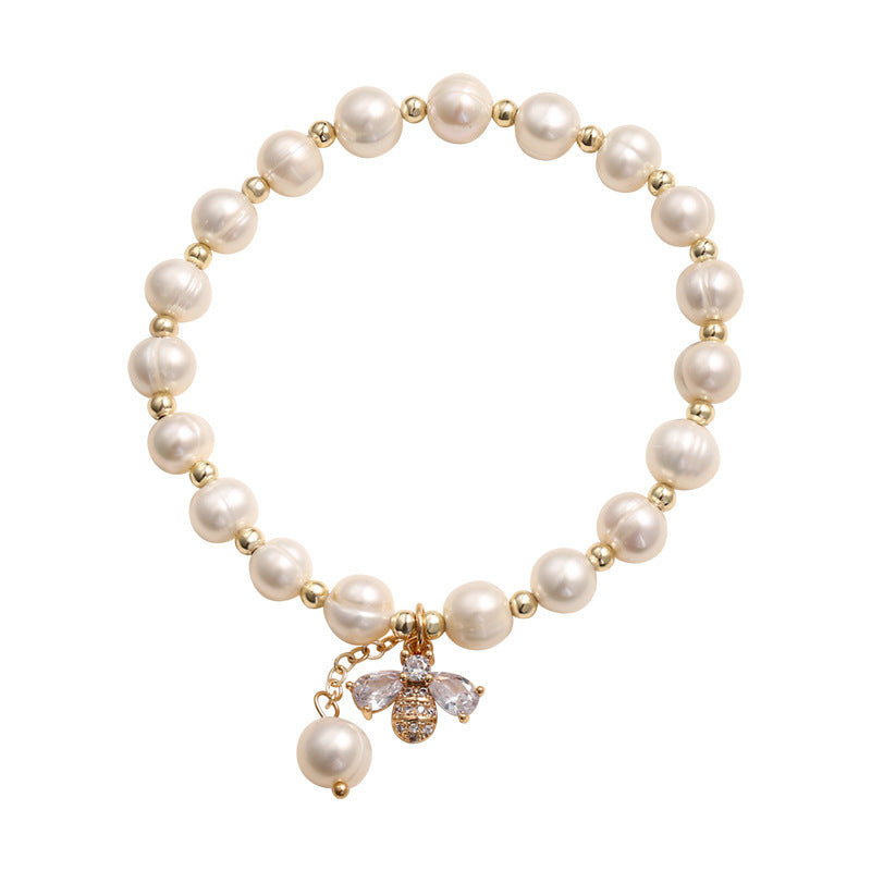 Bracelet abeille en perles d'eau douce véritables