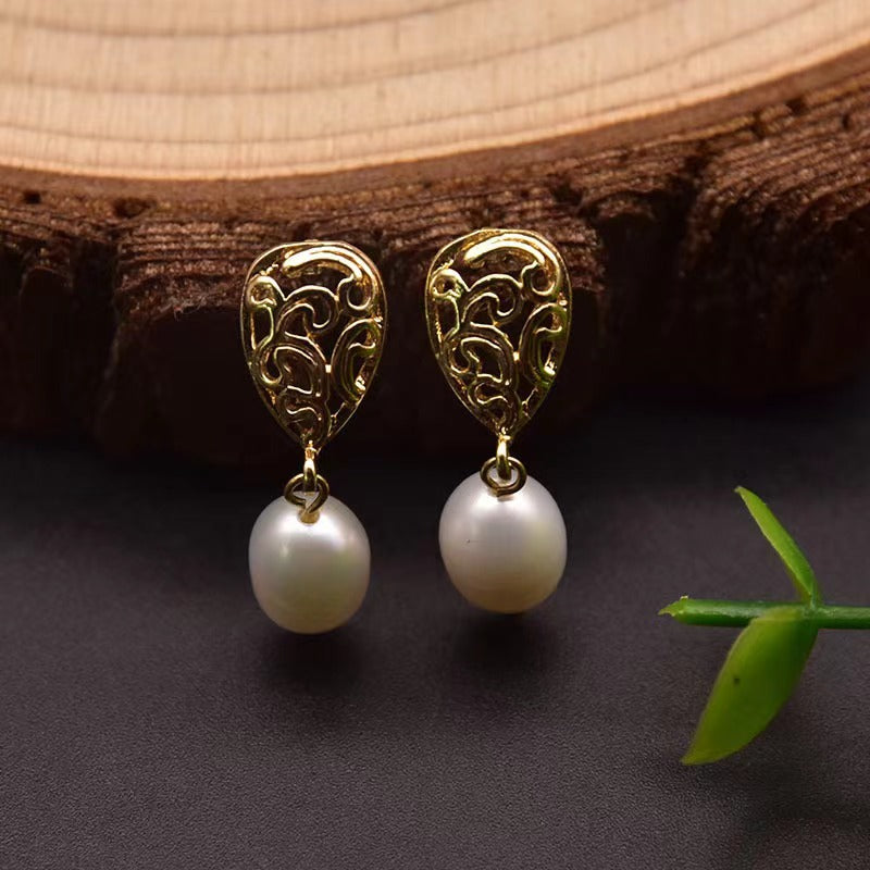 Boucles d'oreilles en perles baroques d'eau douce véritables du marché nocturne (édition limitée)