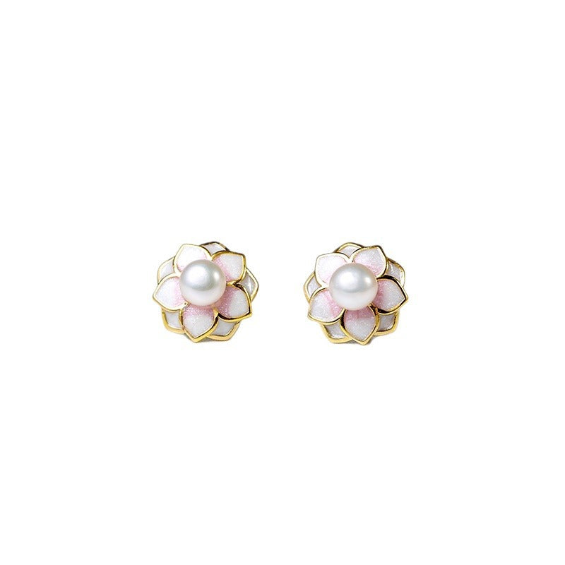 Genuine Freshwater Pearl Kikyo Flower Earrings