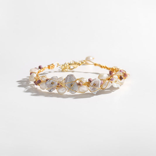 Pulsera atrapasueños de auténtica perla barroca de agua dulce
