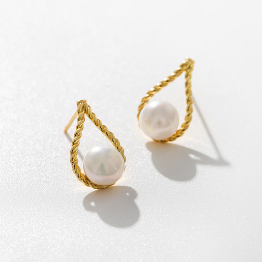 Boucles d'oreilles en corde de perles d'eau douce véritables