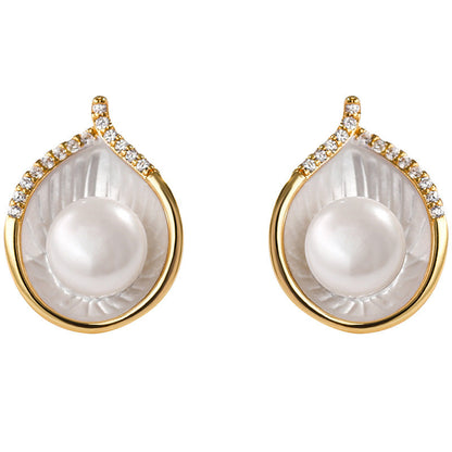 Genuine Freshwater Pearl Holy Shell Earrings