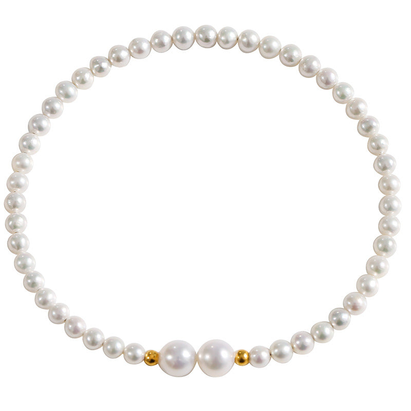 Pulsera de la paz con perla genuina de agua dulce AAAA en oro macizo de 18 quilates