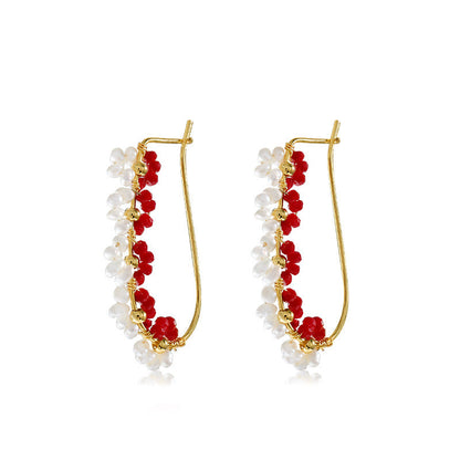 Boucles d'oreilles en perles d'eau douce véritables en forme de fleur de grenade