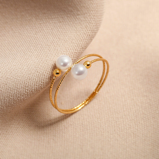 Solid 18K Gold Genuine Freshwater Pearl Holy Halo Ring