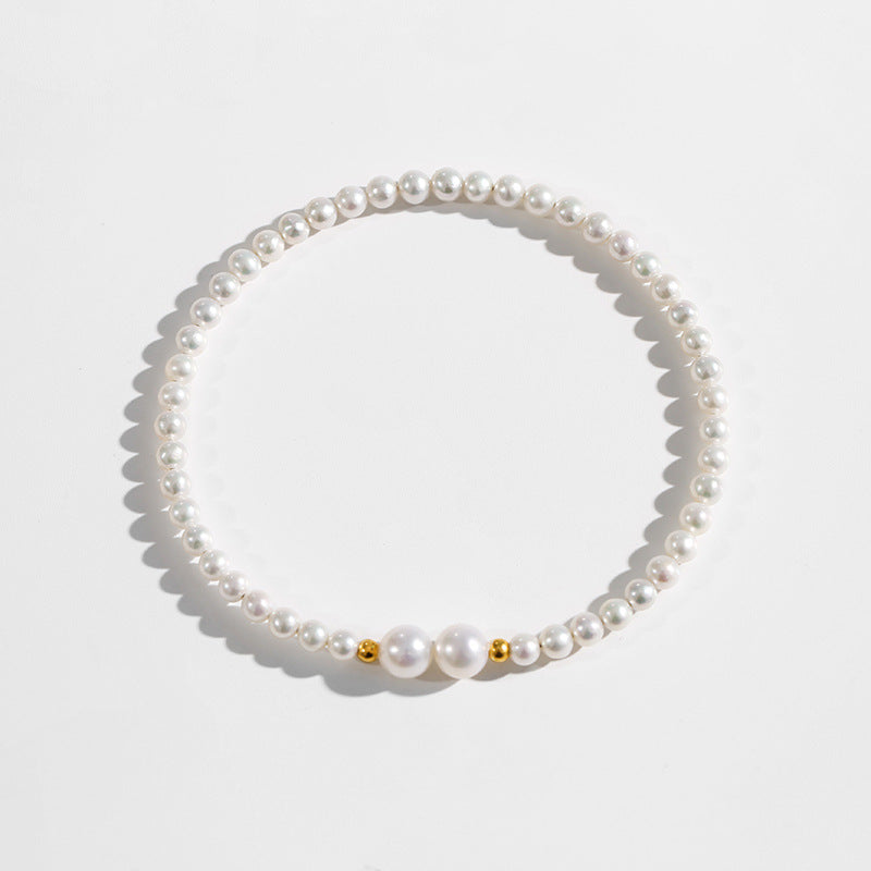 Pulsera de la paz con perla genuina de agua dulce AAAA en oro macizo de 18 quilates