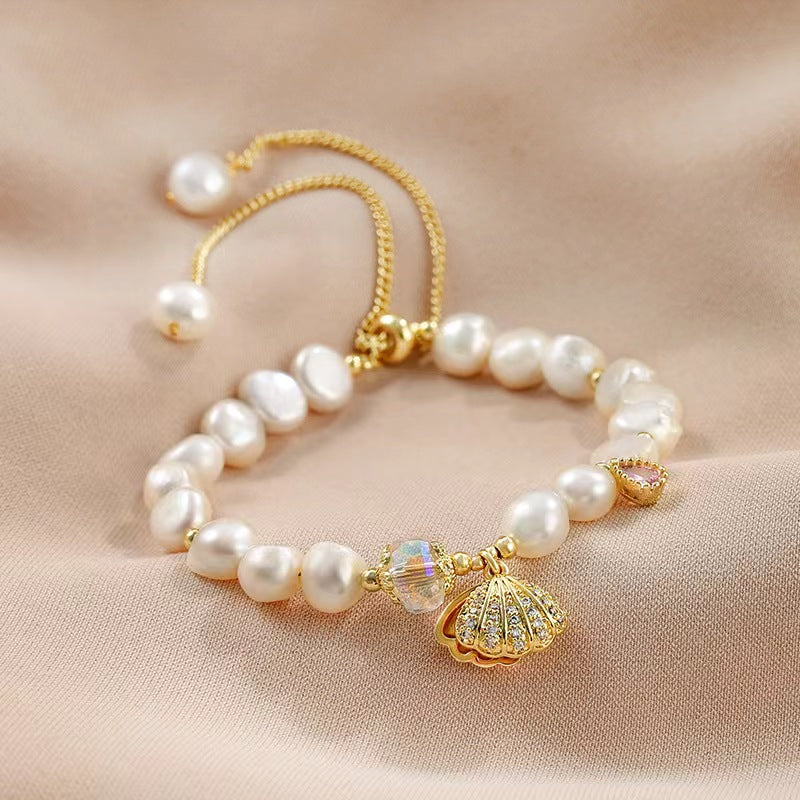 Pulsera Gracia de concha de perla de agua dulce genuina