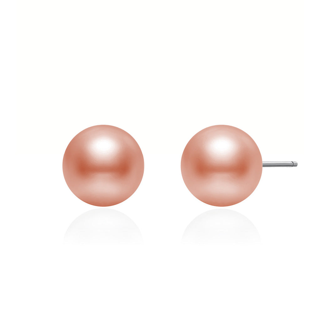 S925 Silver 4-10mm Pink Freshwater Button Pearl Stud Earrings
