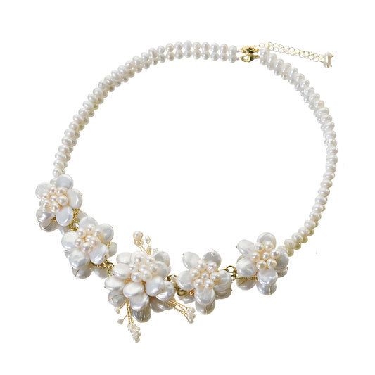 S925 Silver Genuine Freshwater Pearl Holy Flower Angel Necklace