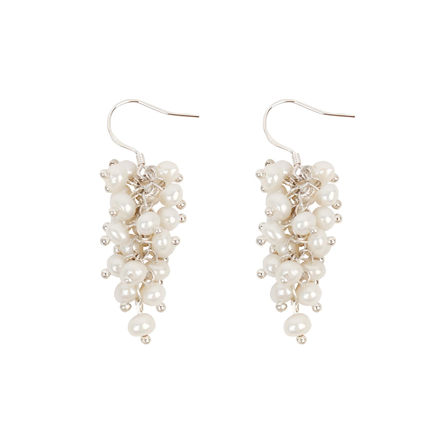 S925 Silver Genuine Freshwater Baroque Pearl Grape Earrings