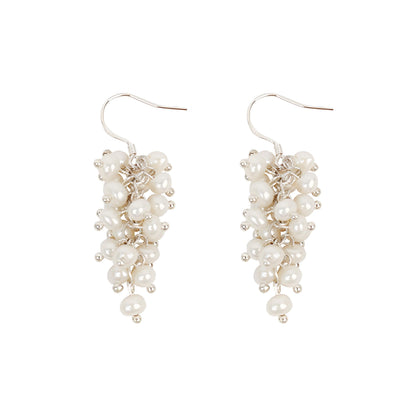 S925 Silver Genuine Freshwater Baroque Pearl Grape Earrings