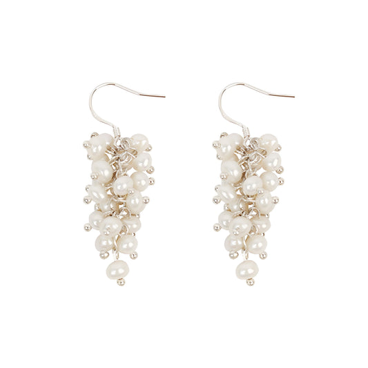 S925 Silver Genuine Freshwater Baroque Pearl Grape Earrings
