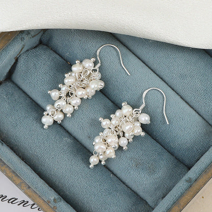 S925 Silver Genuine Freshwater Baroque Pearl Grape Earrings