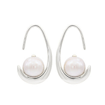 S925 Silver Genuine Freshwater Pearl Cradle Earrings
