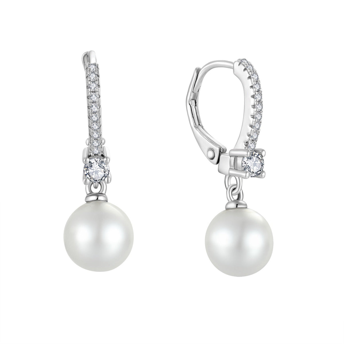 S925 Silver Genuine Freshwater Pearl Diamond Wisper Earrings