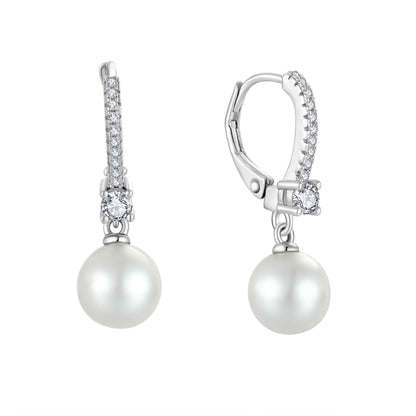 S925 Silver Genuine Freshwater Pearl Diamond Wisper Earrings