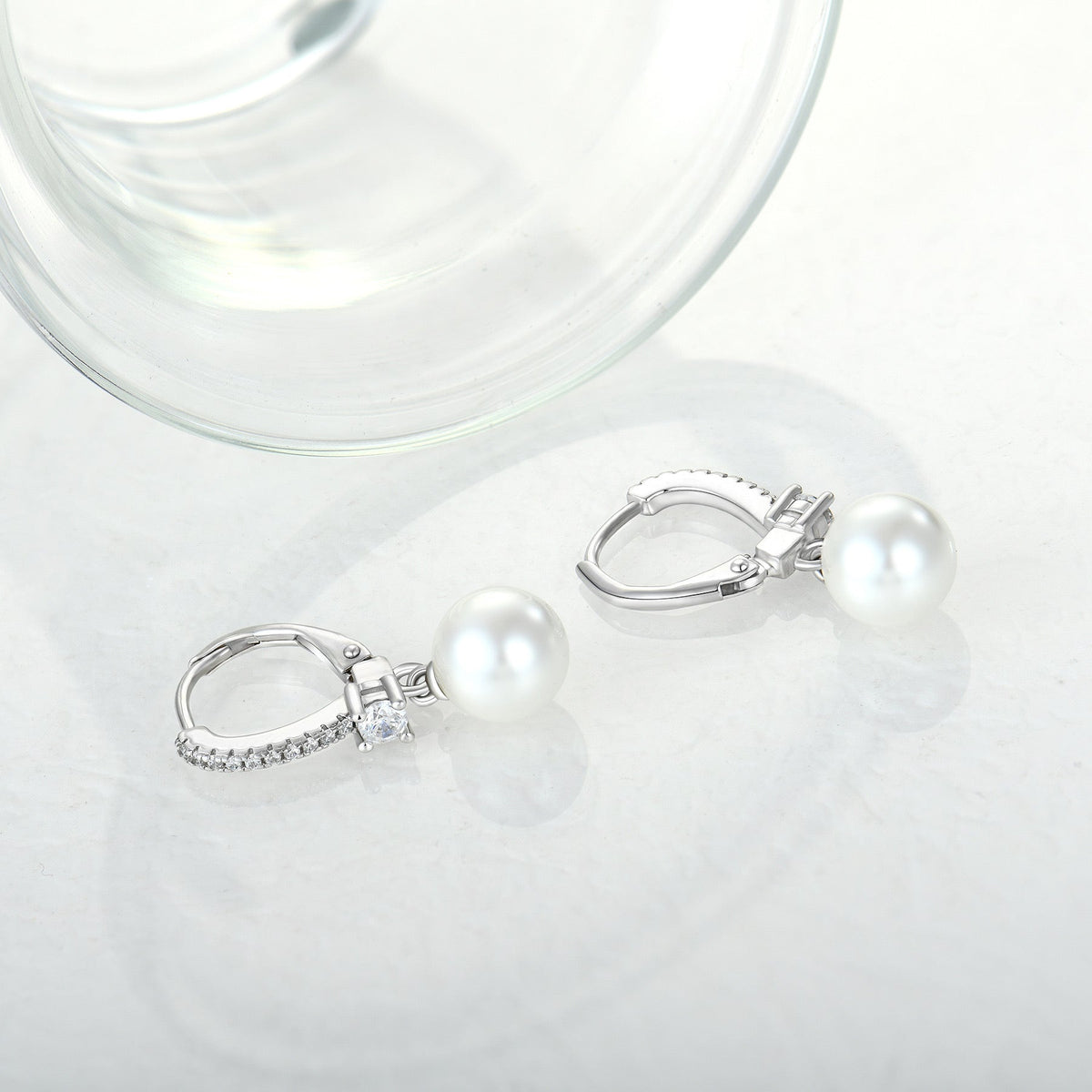 S925 Silver Genuine Freshwater Pearl Diamond Wisper Earrings